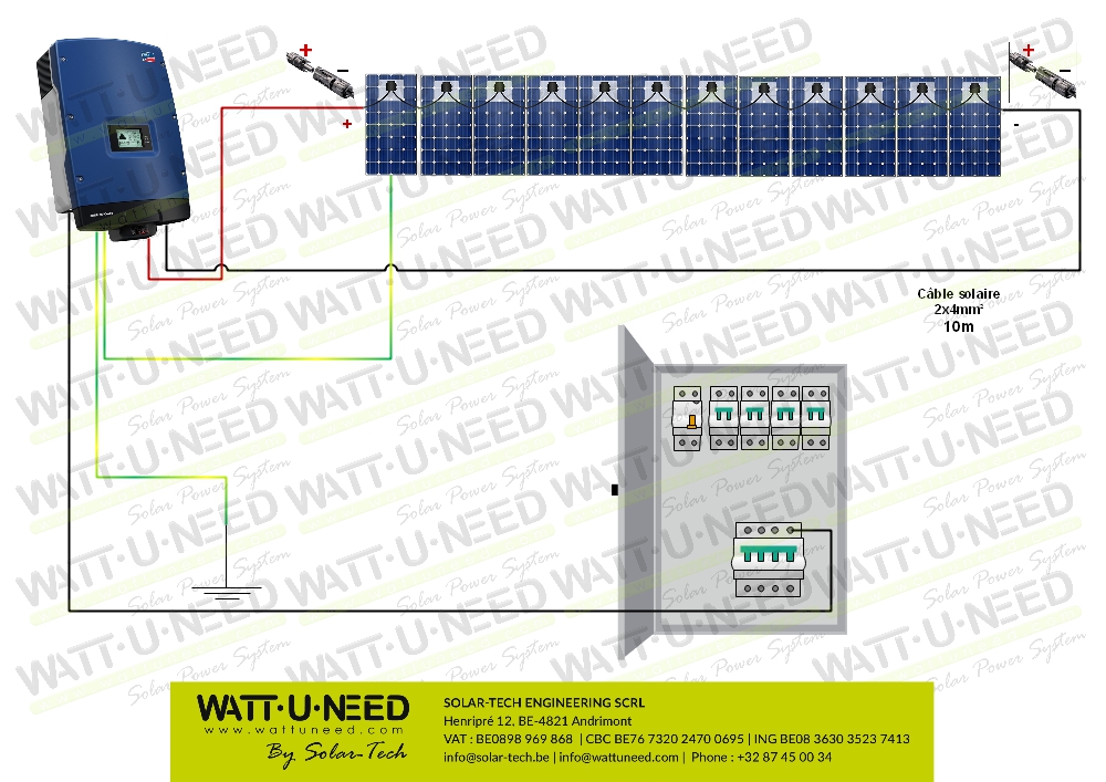 Kit solaire réseau - 5000W Tri- autoconsommation 12 pann